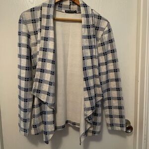 Nine Feathers Blue and White Plaid Cardigan